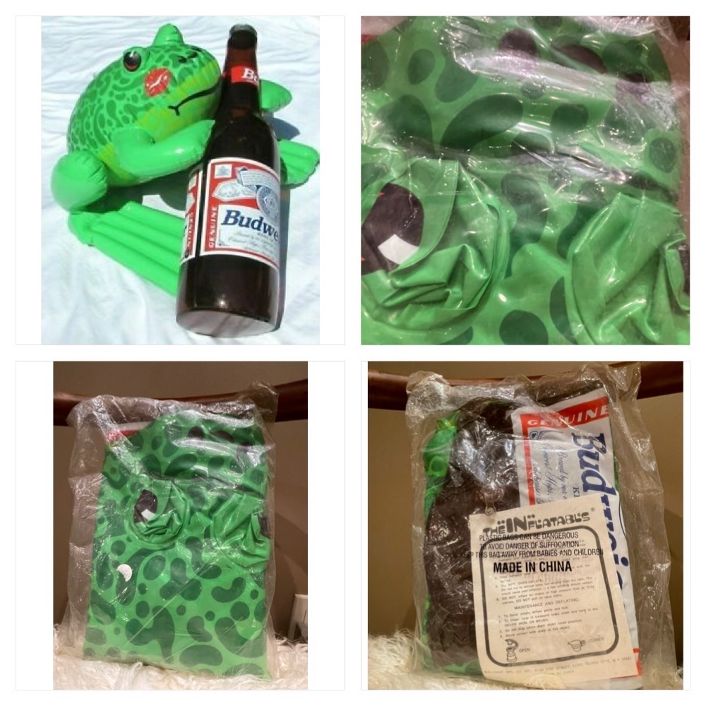 Vtg 90s Deadstock Bud Frog & Bud Bottle Promo infalable